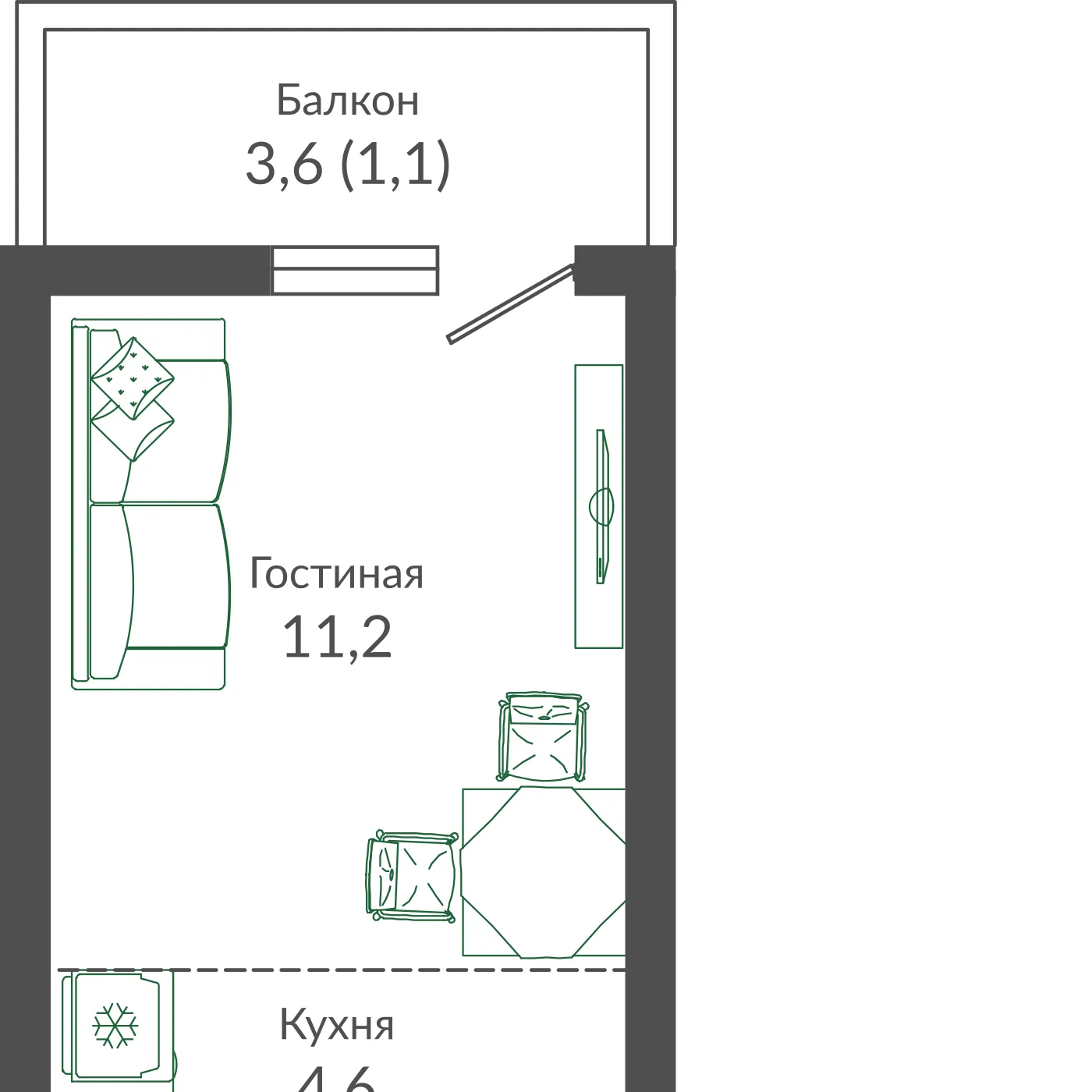 Планировка студии